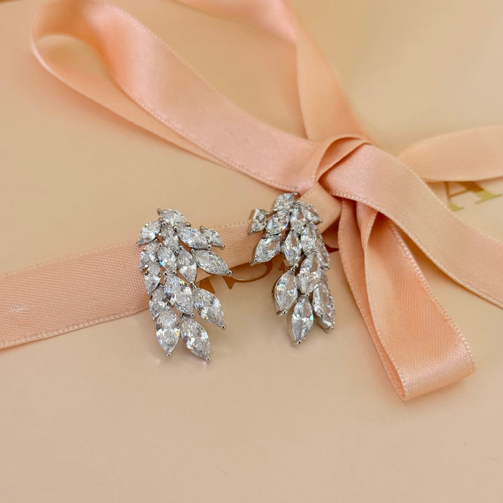 Chunky marquise zircone silver earrings