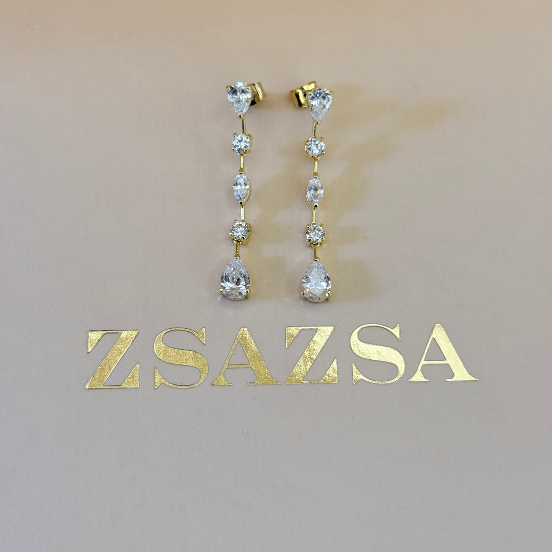 Teardrop zircone gold plated set