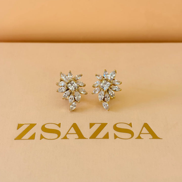 Marquise and square zircone gold plated pendant set