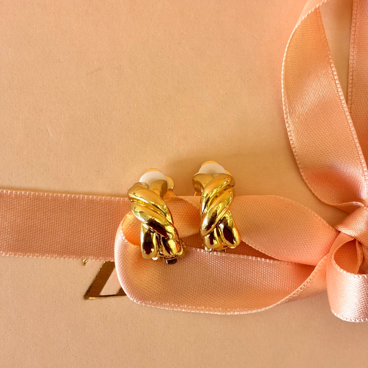 Twisted half hoops clip on earrings