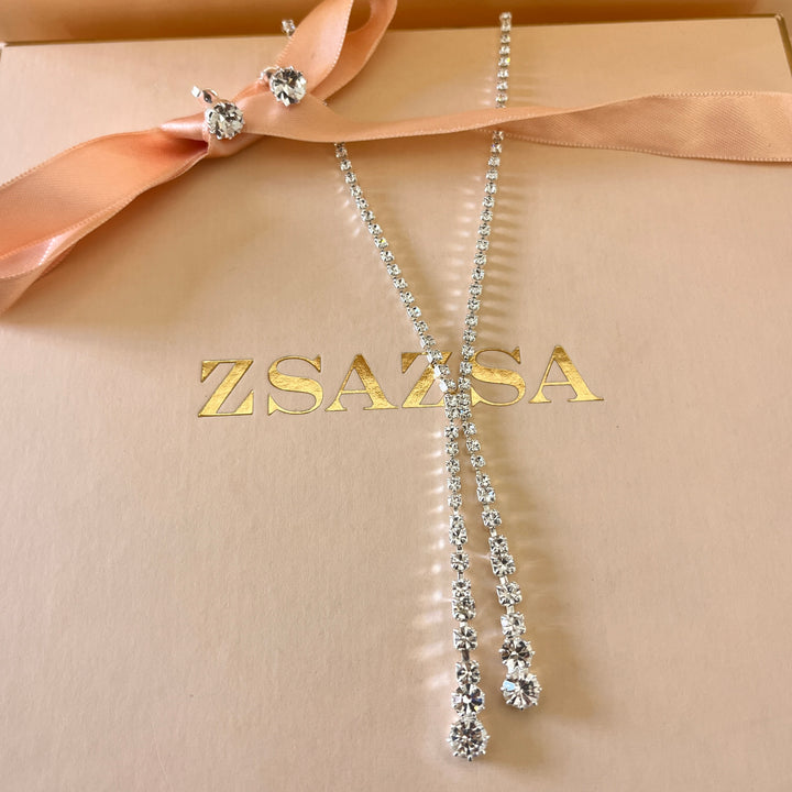 Swarovski crystals round white gold plated set