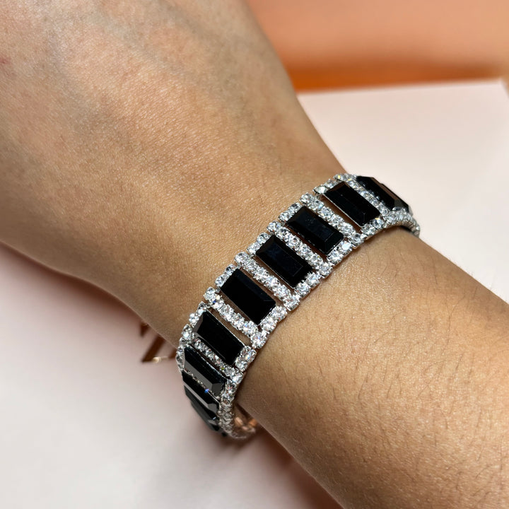 Rectangular black silver bracelet