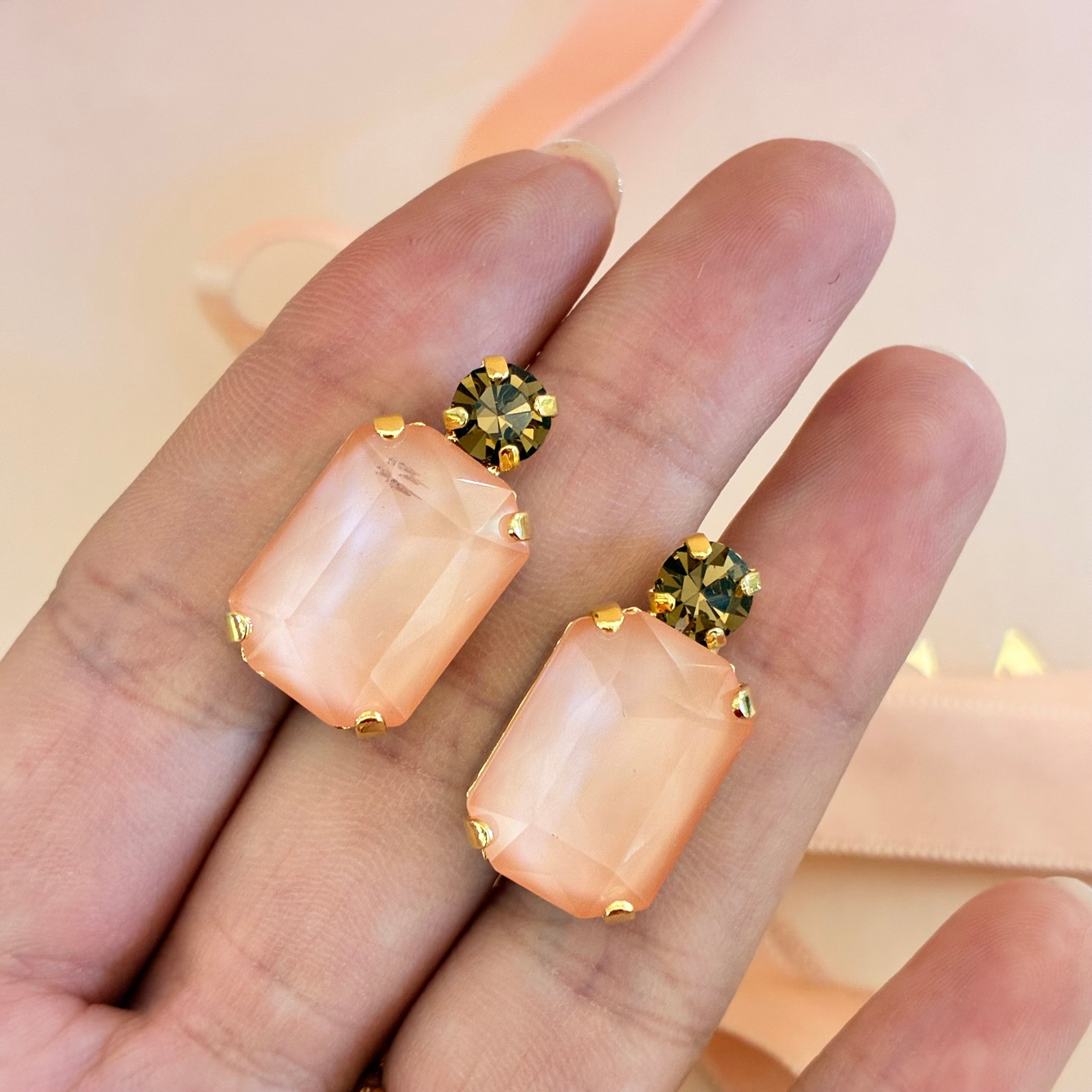 Peach Rectangular Swarovski crystals set