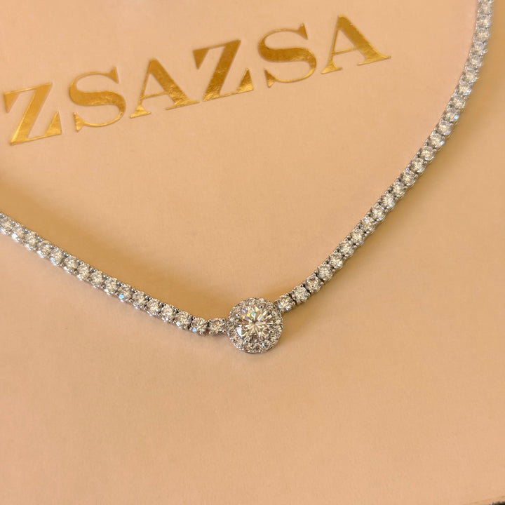 Round simple zircone silver set