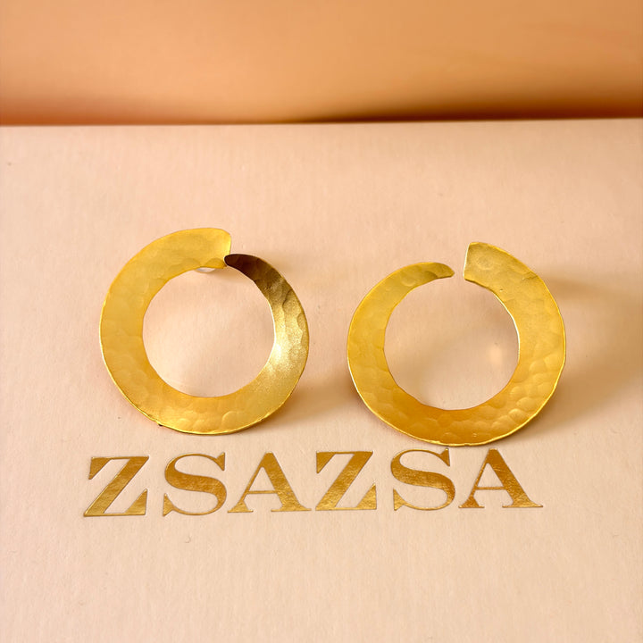 Handmade Overlapping Circle Gold Earrings | Gold Plated | ZsaZsa