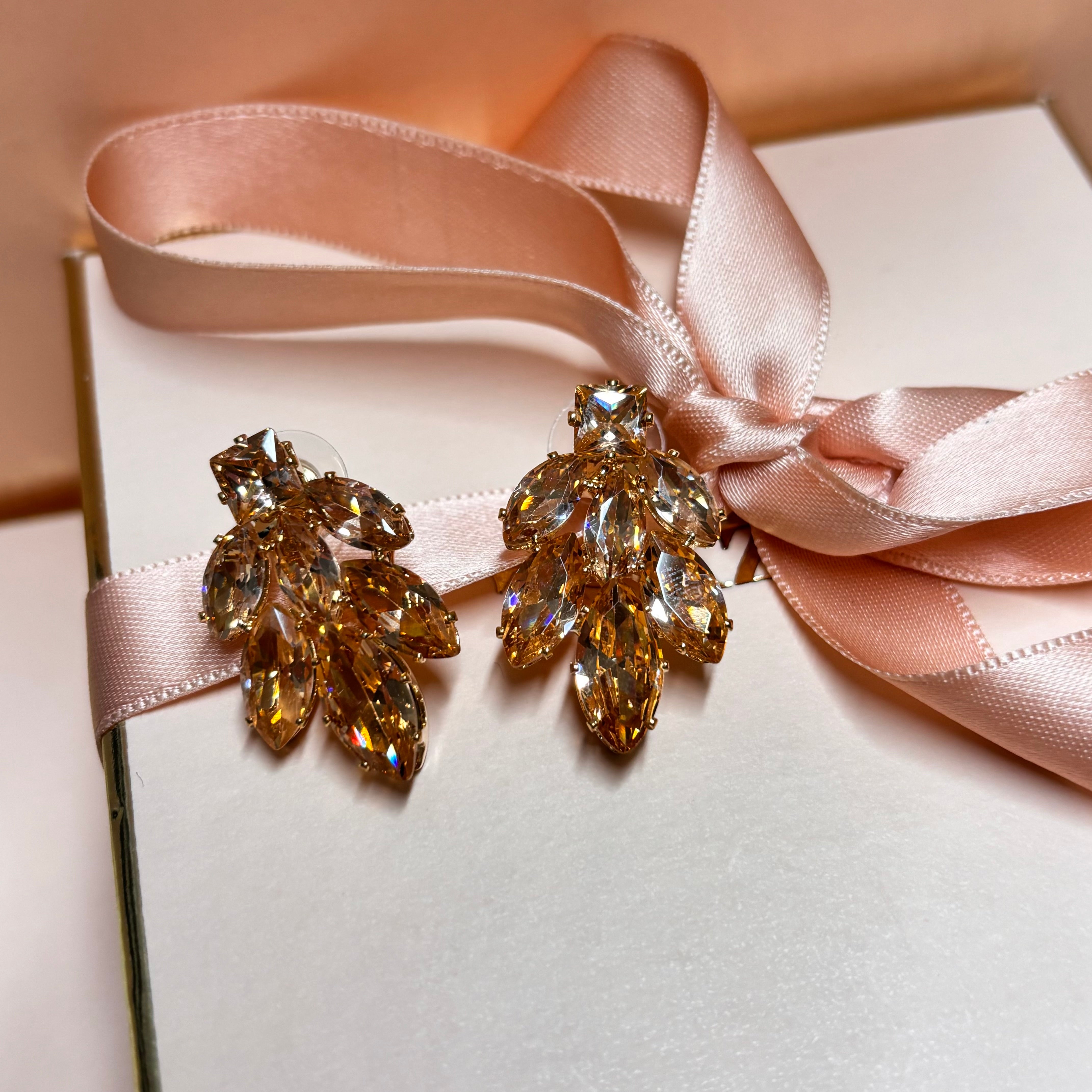 Marquise peach earrings