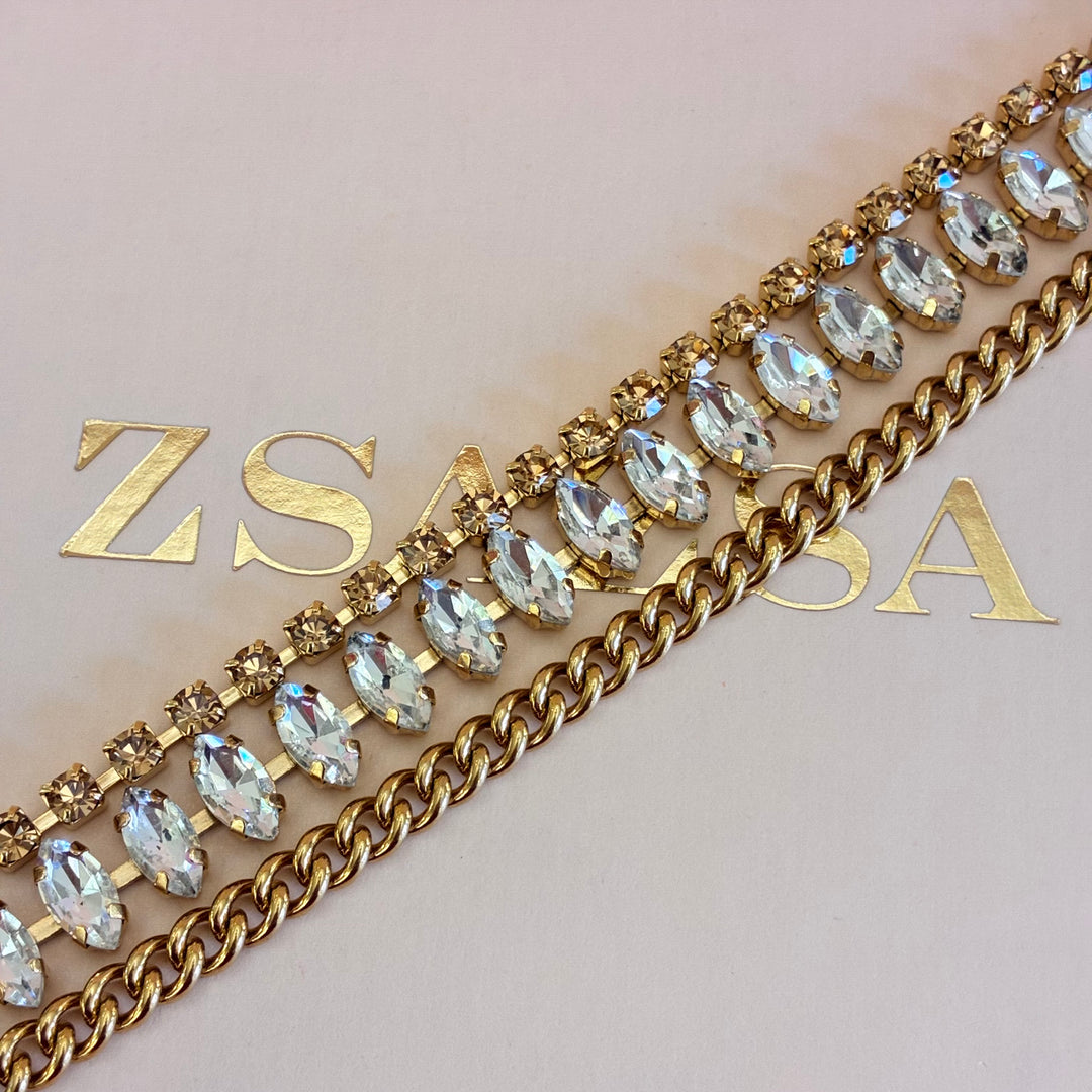 Bronze marquise Swarovski crystals set