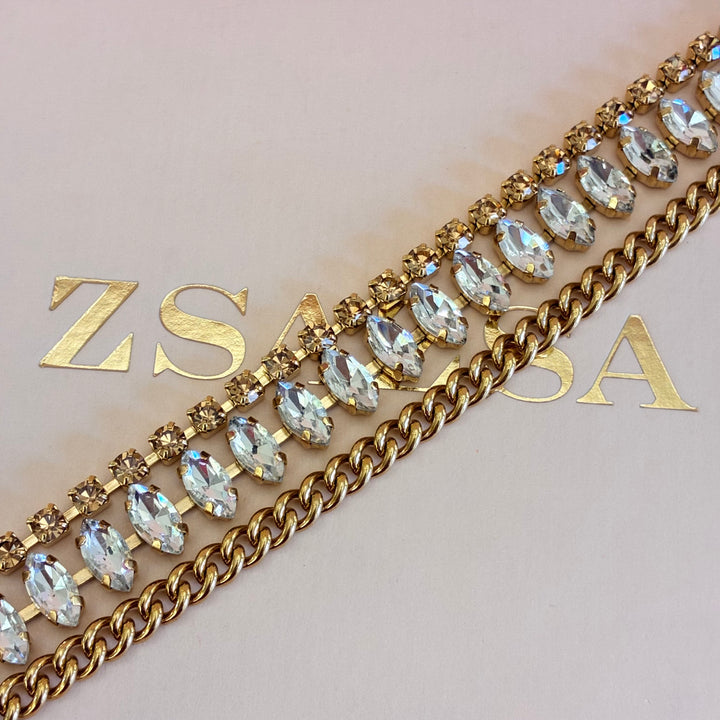 Bronze marquise Swarovski crystals set