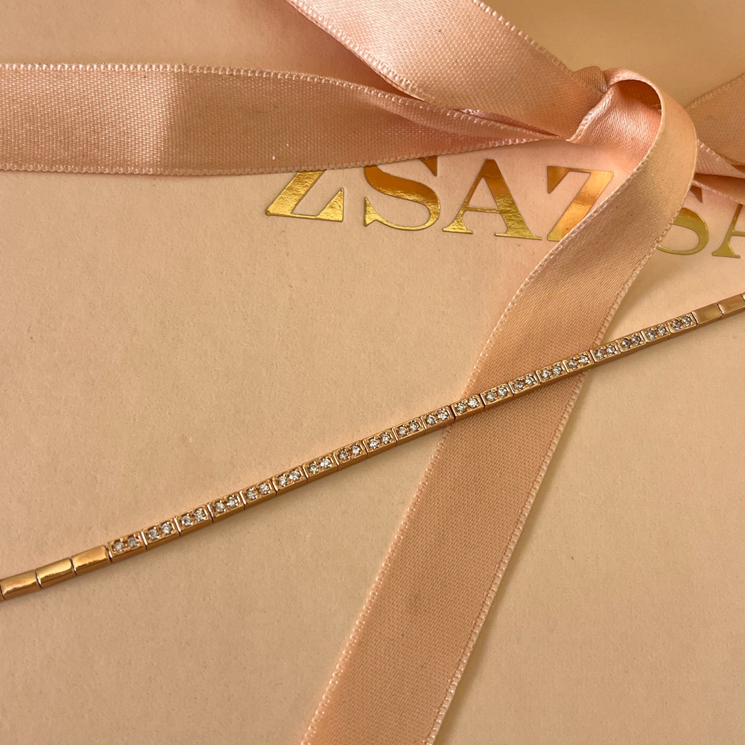 zircone rose gold plated  flower double wrap Bracelet