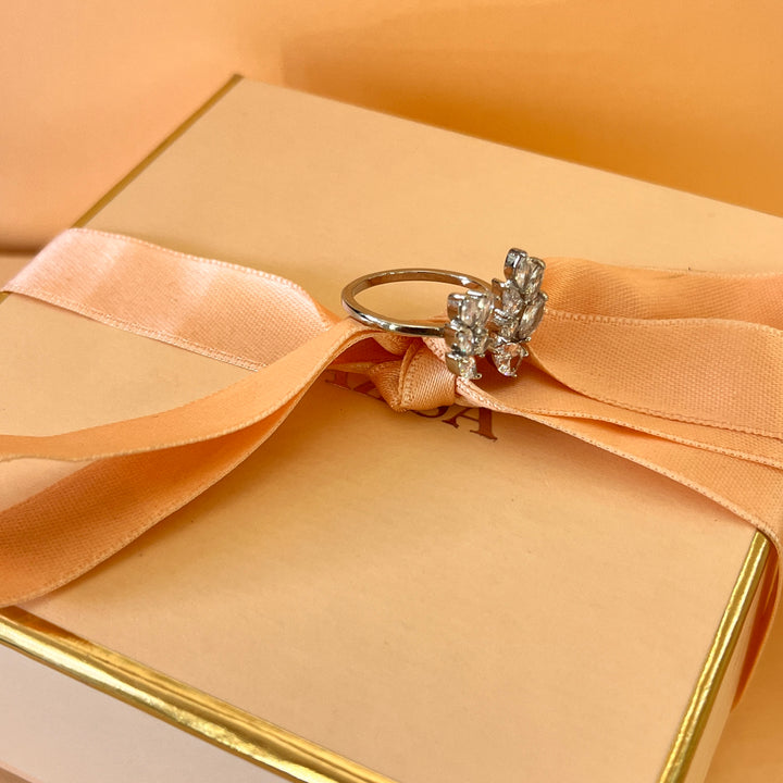 Zircone marquise white gold plated dainty open ring