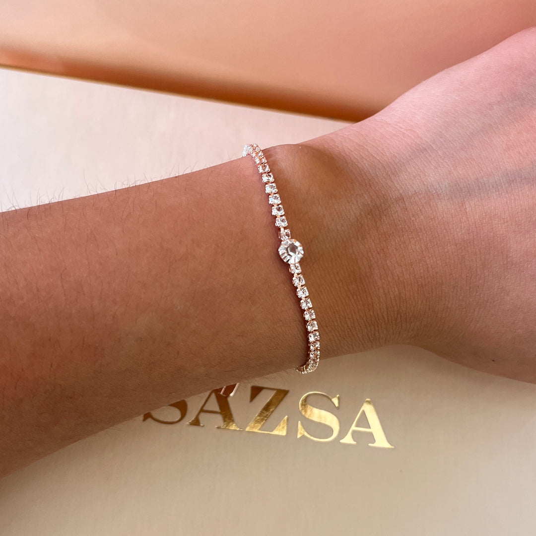 Rhinestone rose gold plated bracelet