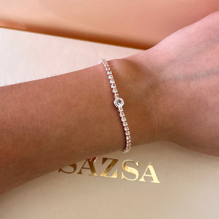 Rhinestone rose gold plated bracelet