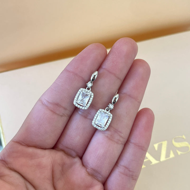 Silver zircone rectangular set
