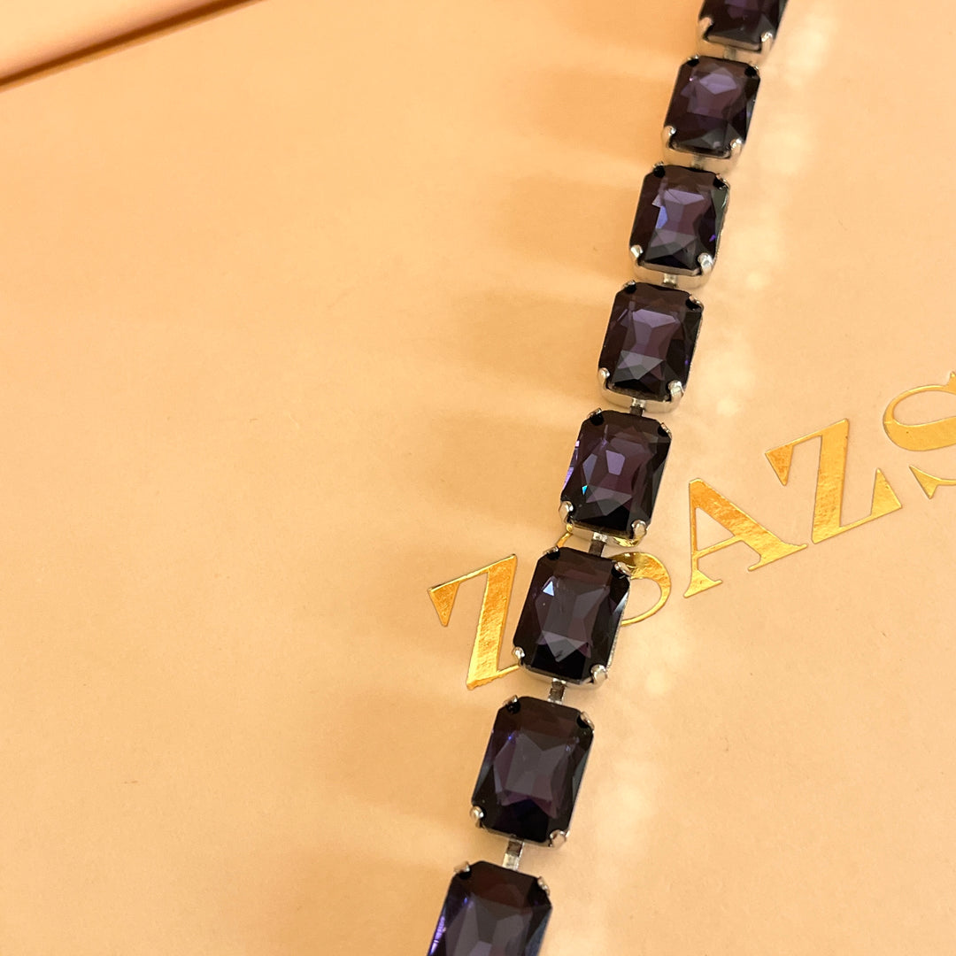 Rectangular purple preciosa crystals bracelet
