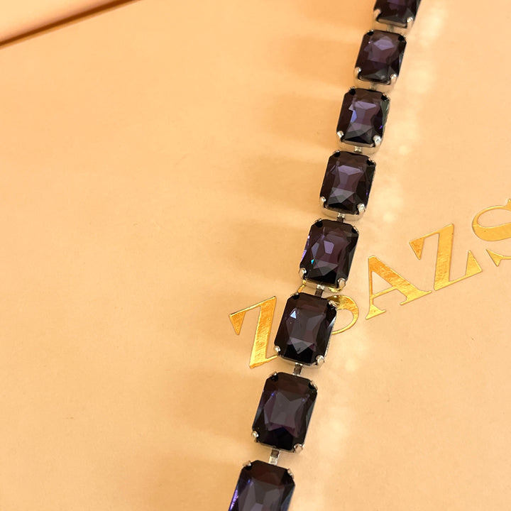 Rectangular purple preciosa crystals bracelet