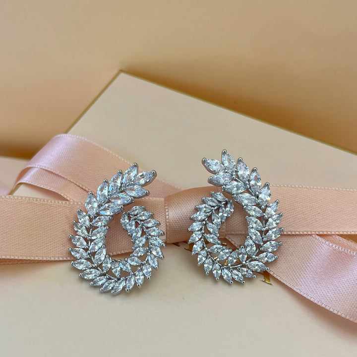 Silver zircone marquise earrings
