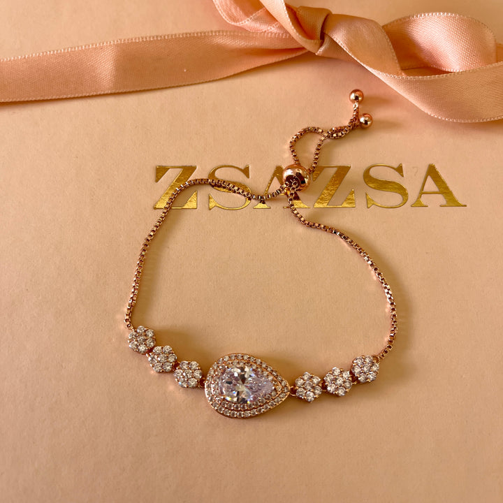 Teardrop zircone rose gold plated bracelet