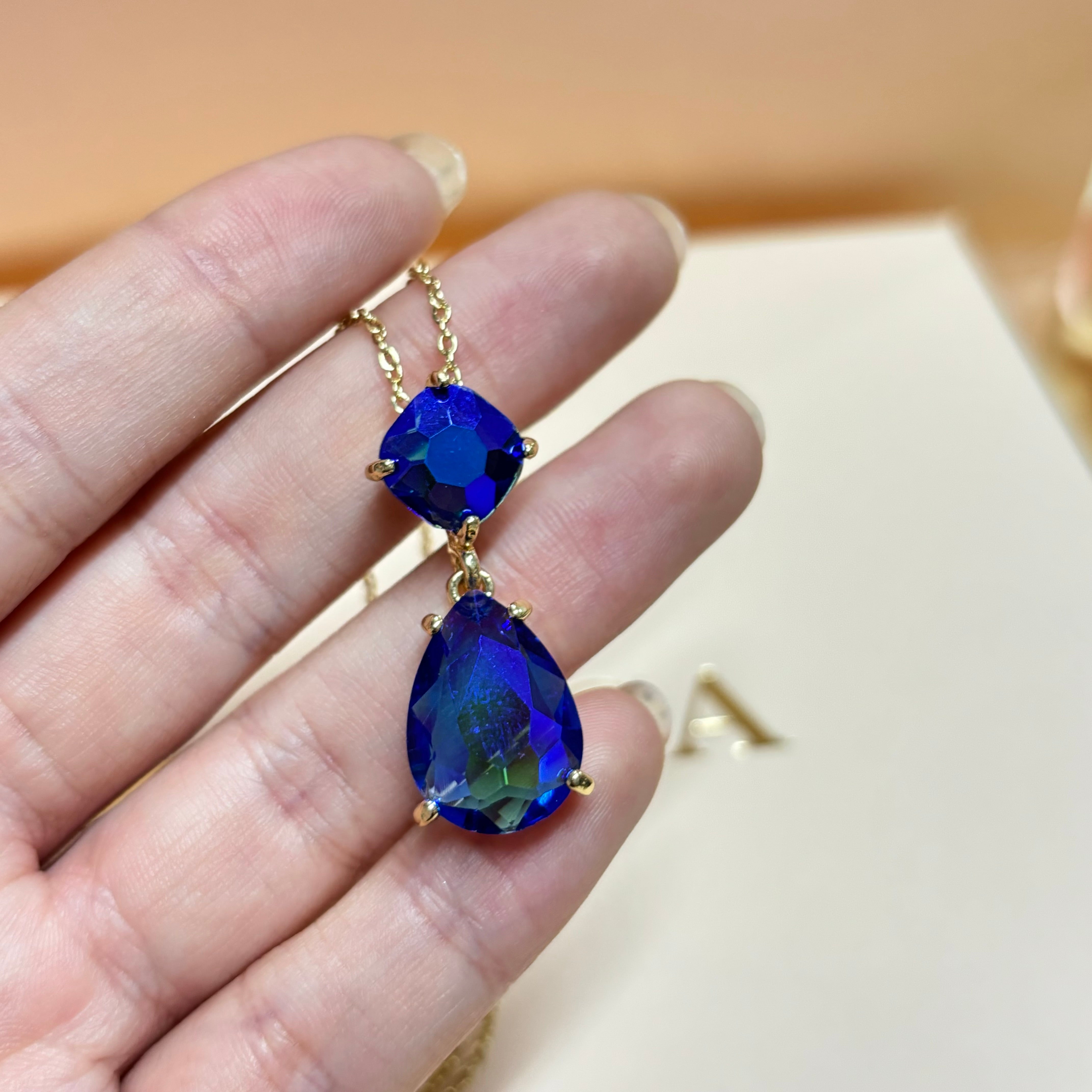 Royal blue teardrop pendant