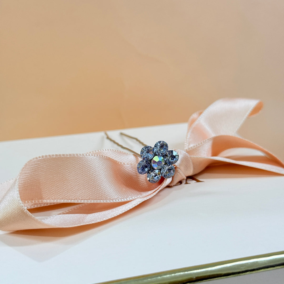 Rhinestone lilac silver hair pin