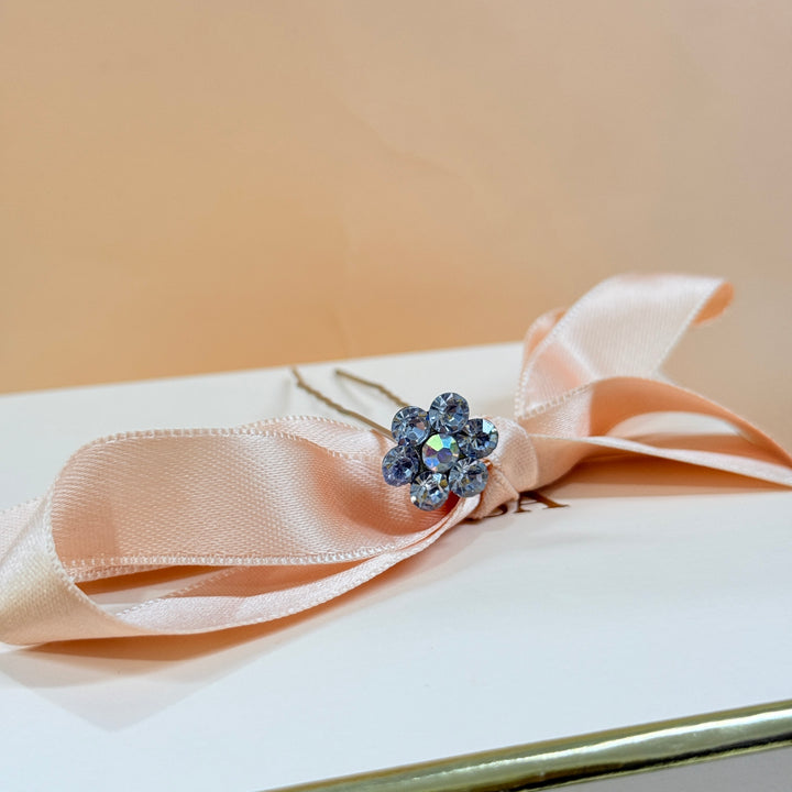 Rhinestone lilac silver hair pin