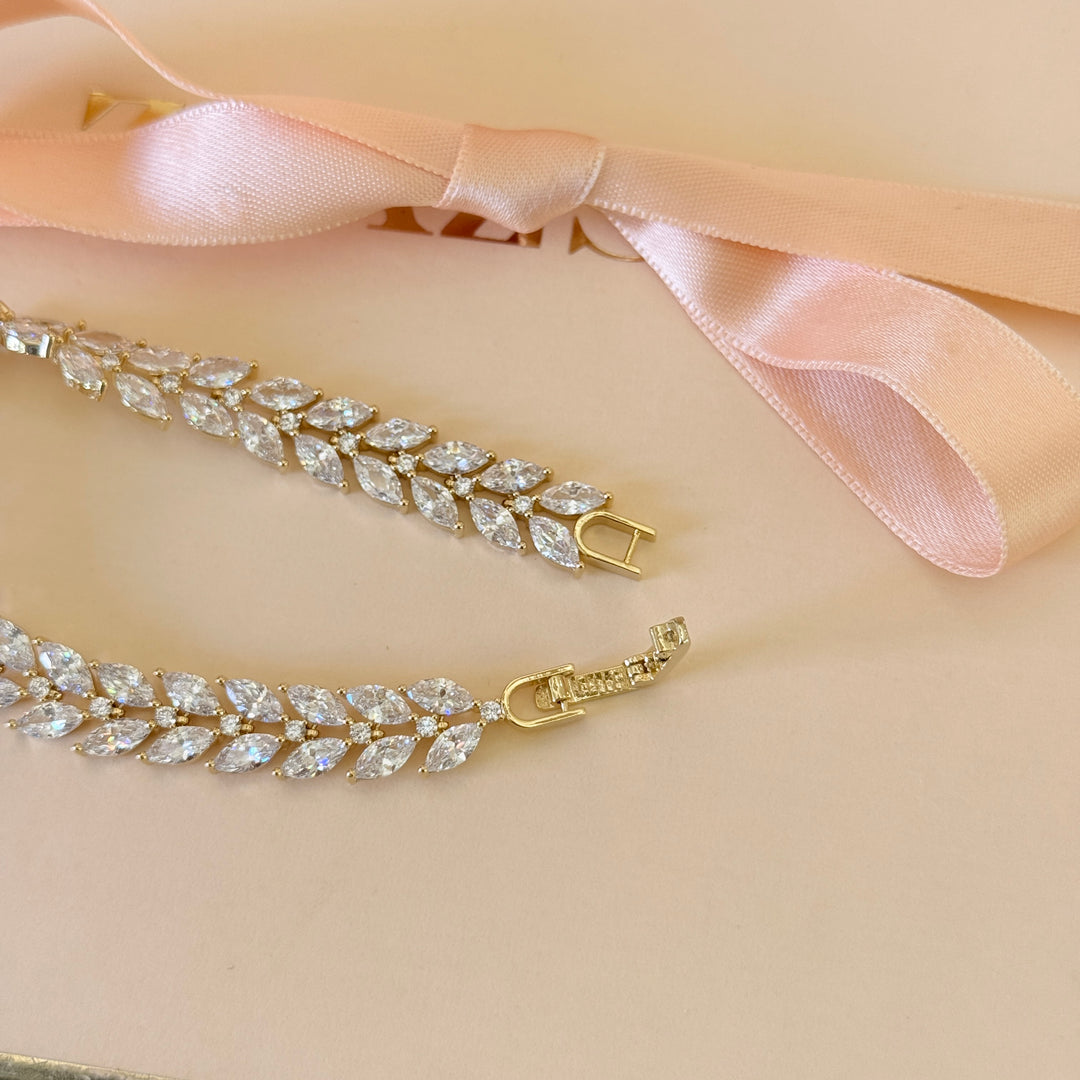 Zircone marquise gold plated bracelet