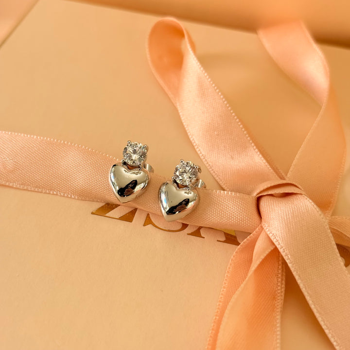 Heart zircone silver earrings