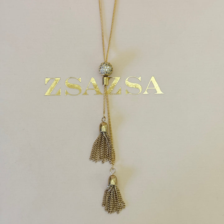 Zircone ball gold plated necklace