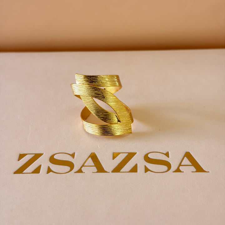 Handmade Twisted Shape Gold Ring | Gold Plated | ZsaZsa