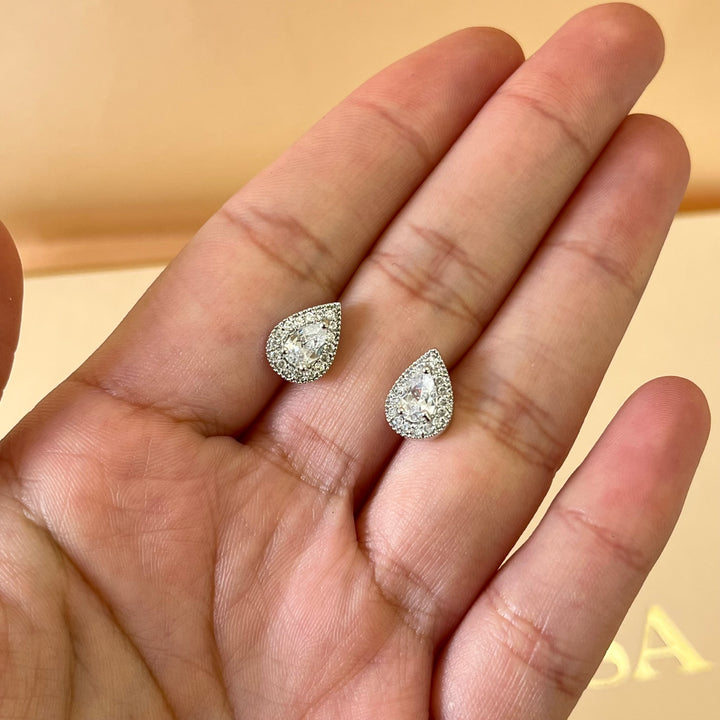 Silver zircone teardrop set
