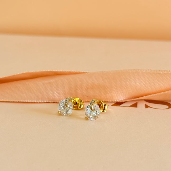 Moon small zircone gold plated studs