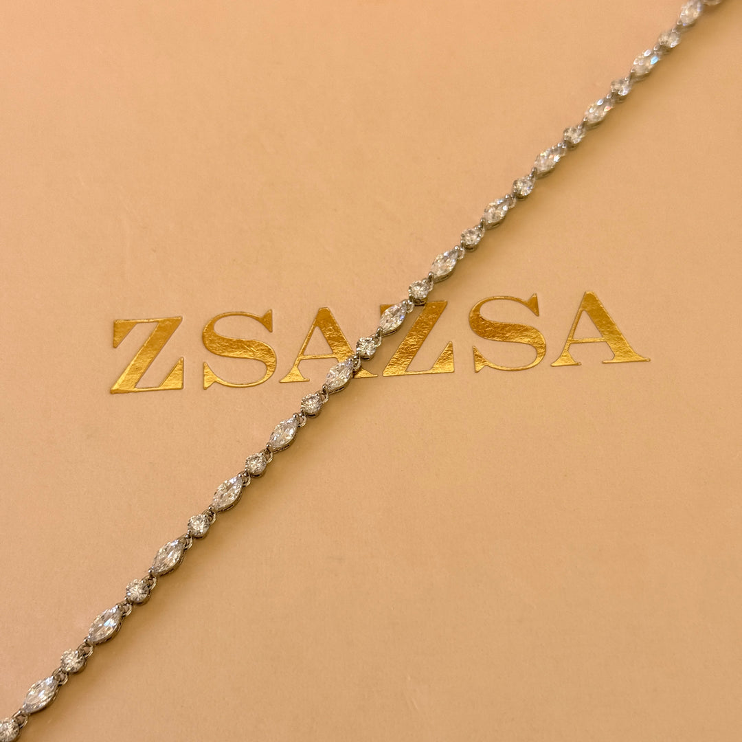 Marquise and teardrop zircone silver set