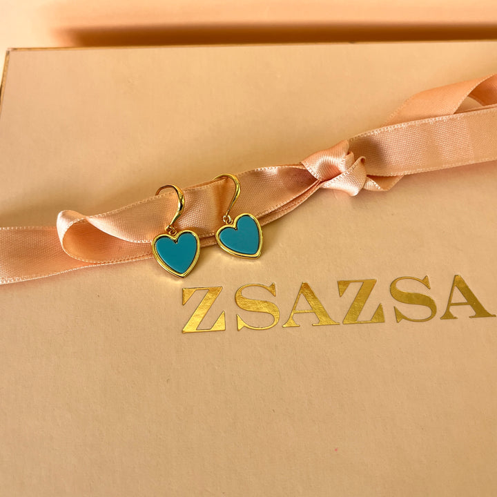 Turquoise heart gold plated hooks