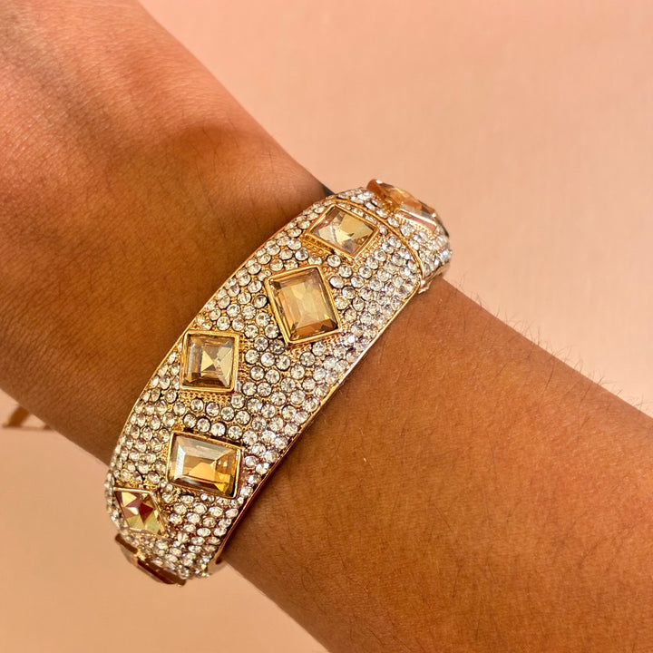 Champagne squares Swarovski crystals bangle