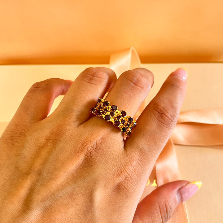 Purple preciosa crystals open band ring