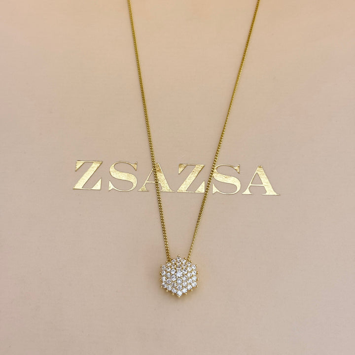 Zircone flower gold plated pendant & bracelet