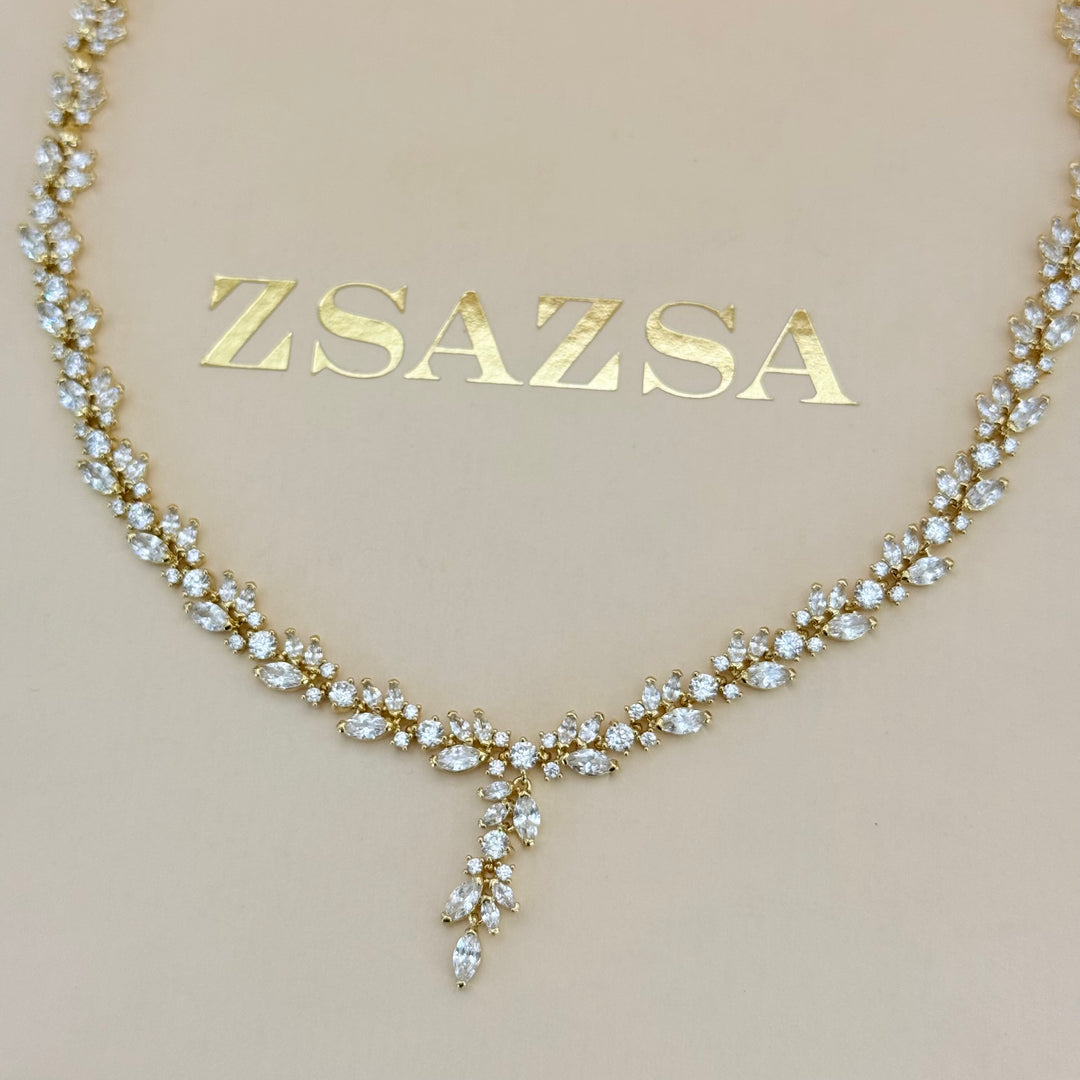 Marquise zircone gold plated set