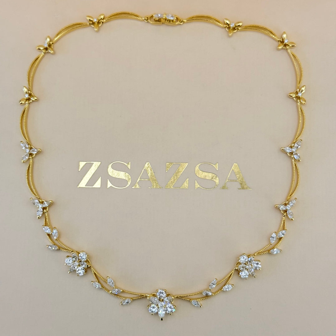 Flower zircone gold plated set