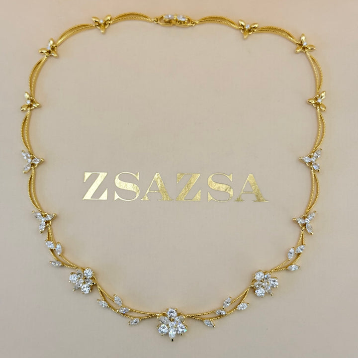 Flower zircone gold plated set