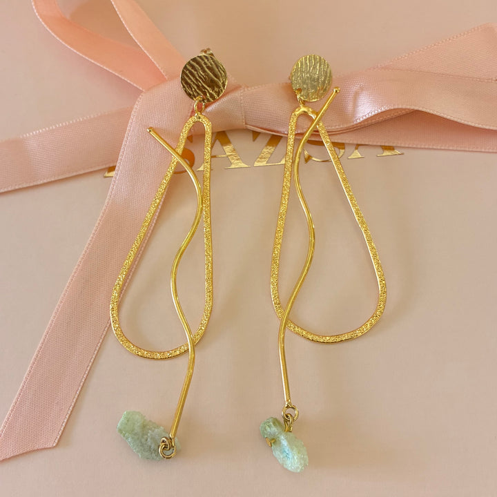Handmade mint stone gold plated set