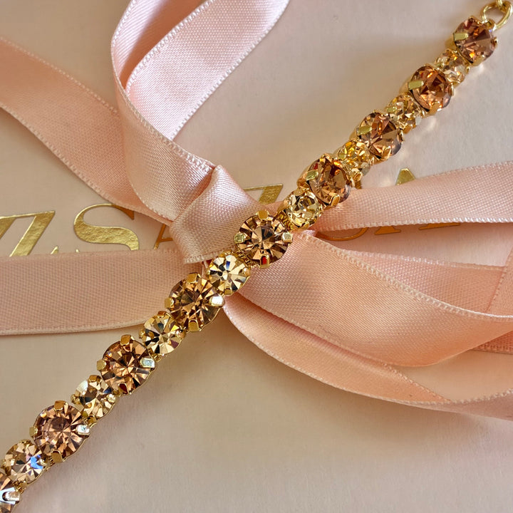 Peach Swarovski crystals bracelet