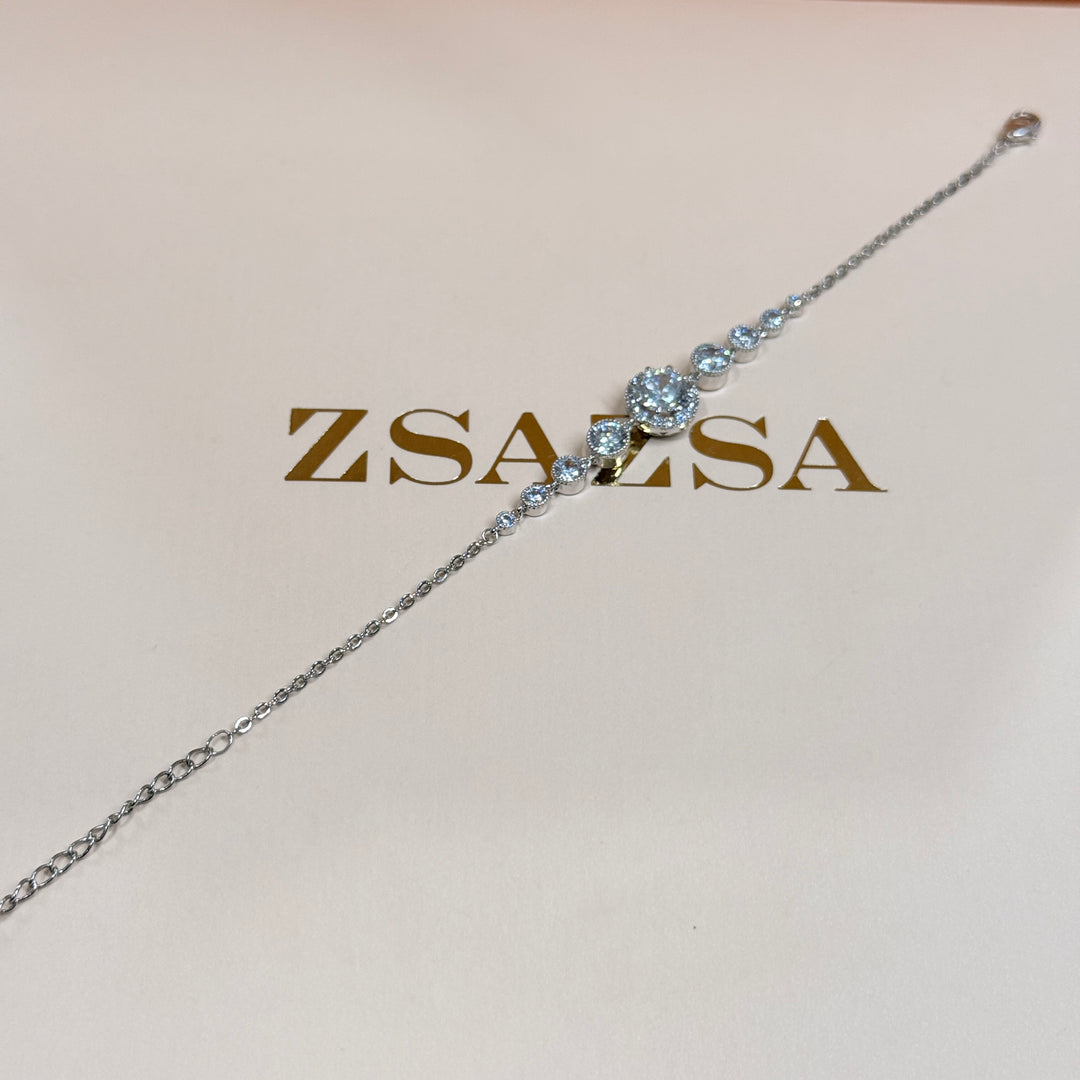 Dainty round zircone silver bracelet