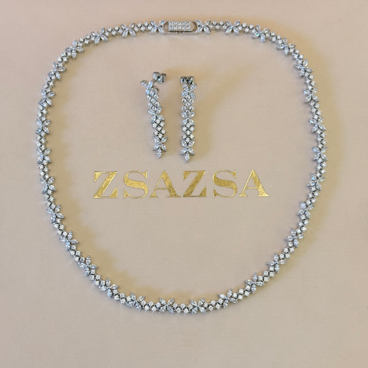 Flower zircone silver set