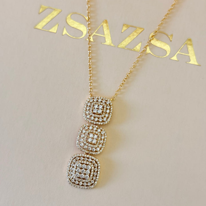 Squares zircone gold plated set