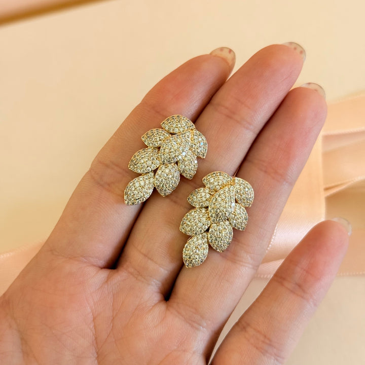 Leaves zircone gold plated earrings