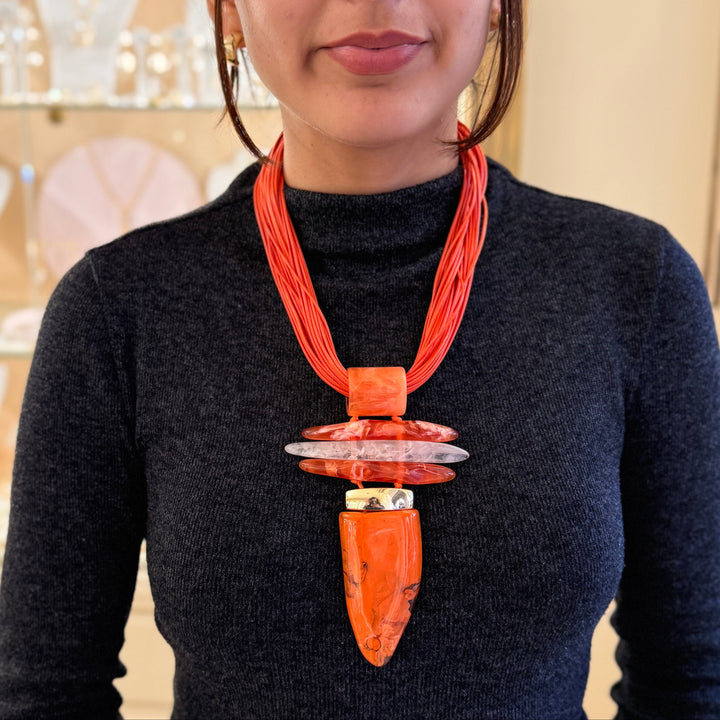 Statement orange gold plated set