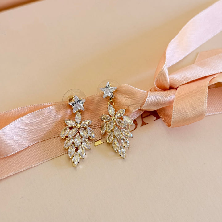 Star and marquise zircone gold plated earrings