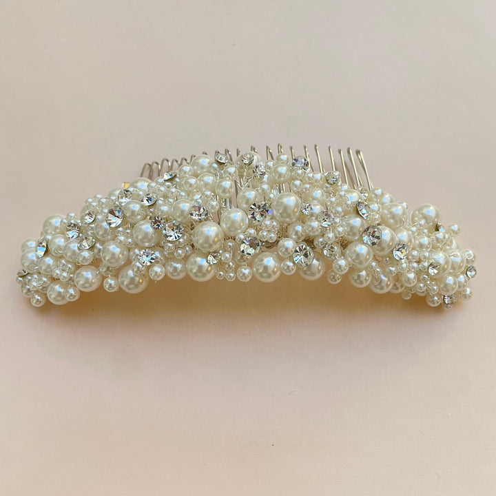 Sophisticated silver and pearl comb
