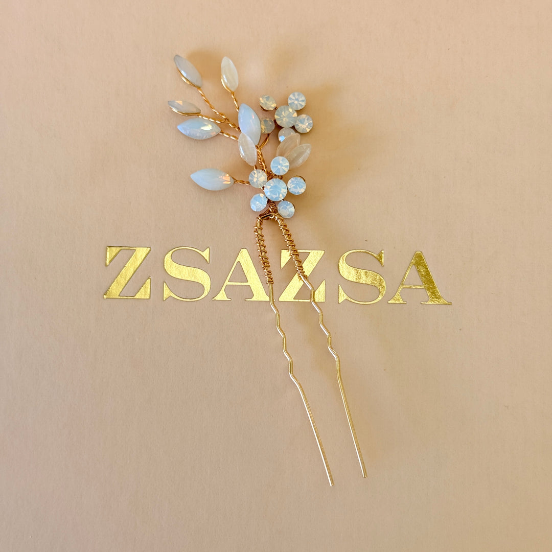 Swarovski crystals white gold hair pin