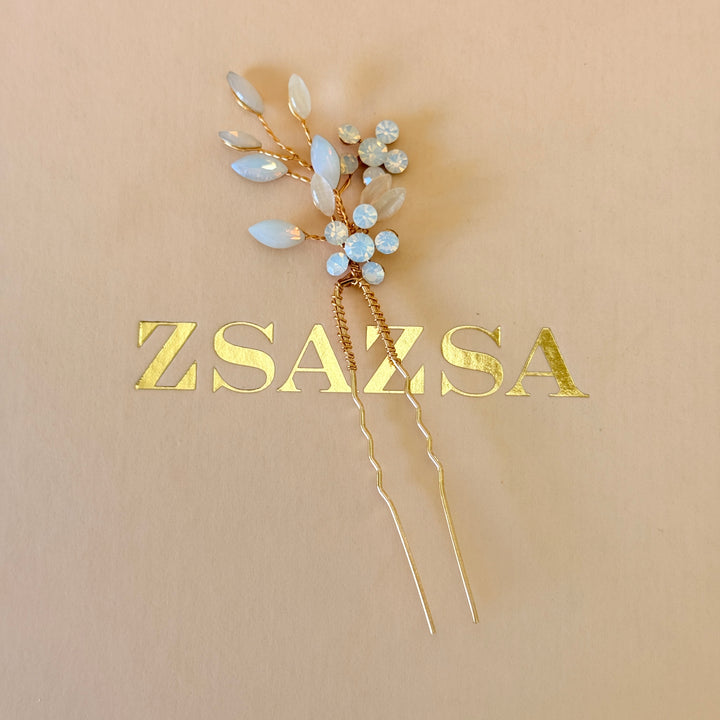 Swarovski crystals white gold hair pin