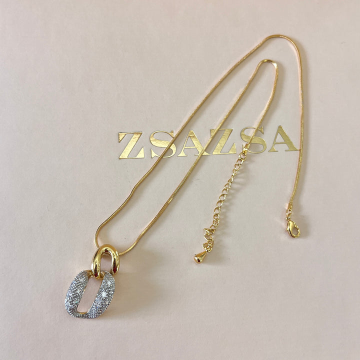 Swarovski crystals chain gold plated pendant